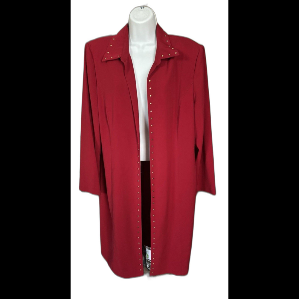 Plaza South Petite Size 16P Women’s Lightweight Coat Studded Open Front 38” Bust